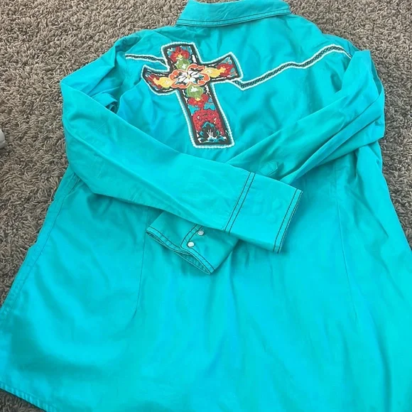 Ariat womens long sleeve button down cowgirl top XL - Picture 3 of 6